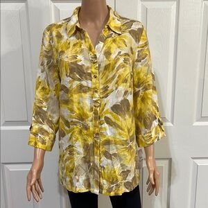 JM Collection Yellow and Brown Women's Top